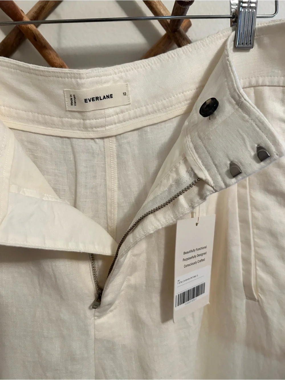 NWT Everlane The Linen Way-High Drape Pant in Bone size 12 discontinued